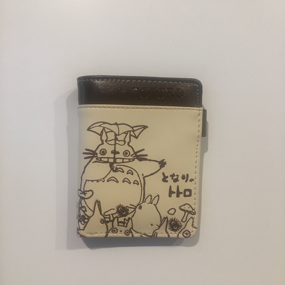 NEW NWOT Beige Brown Faux Leather Totoro Wallet